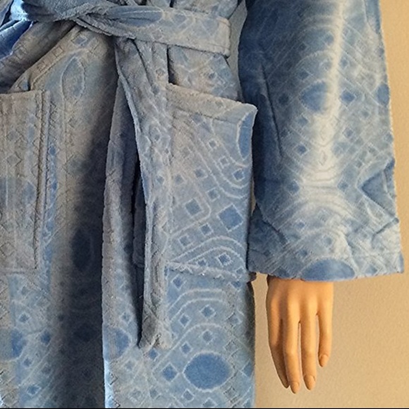 100% TURKISH COTTON BATHROBE + 2 TOWEL SET BLUE - Picture 2 of 4